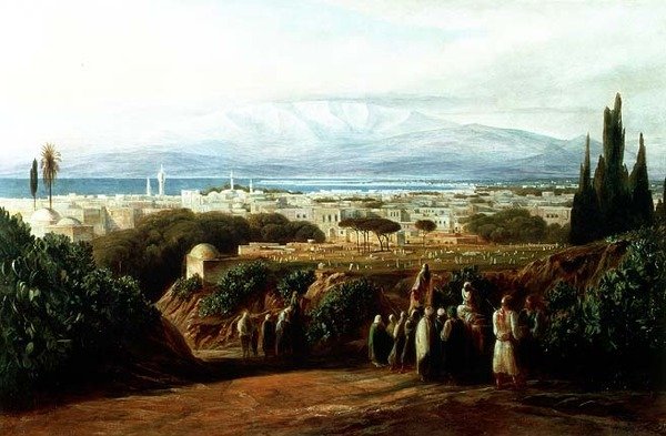 Stad med kyrkogård av Edward Lear