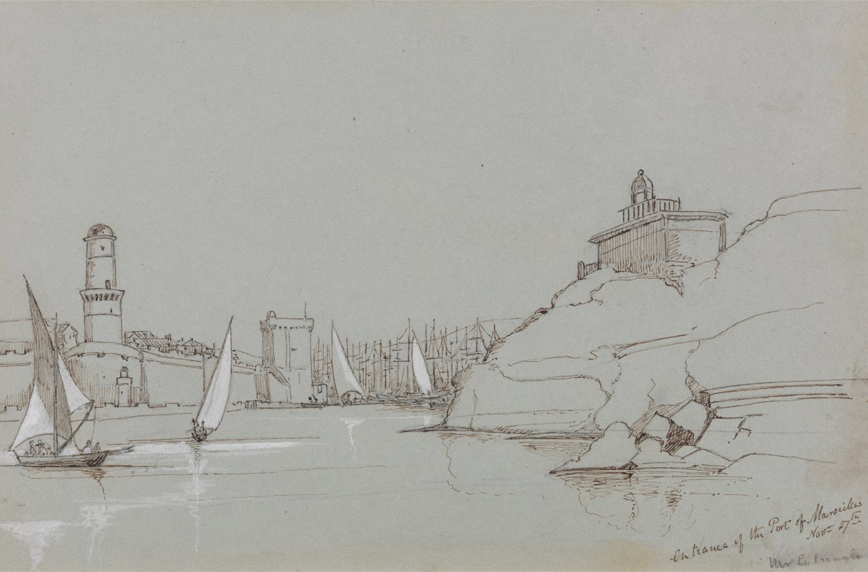 Ingång till Marseilles hamn av Edward Lear