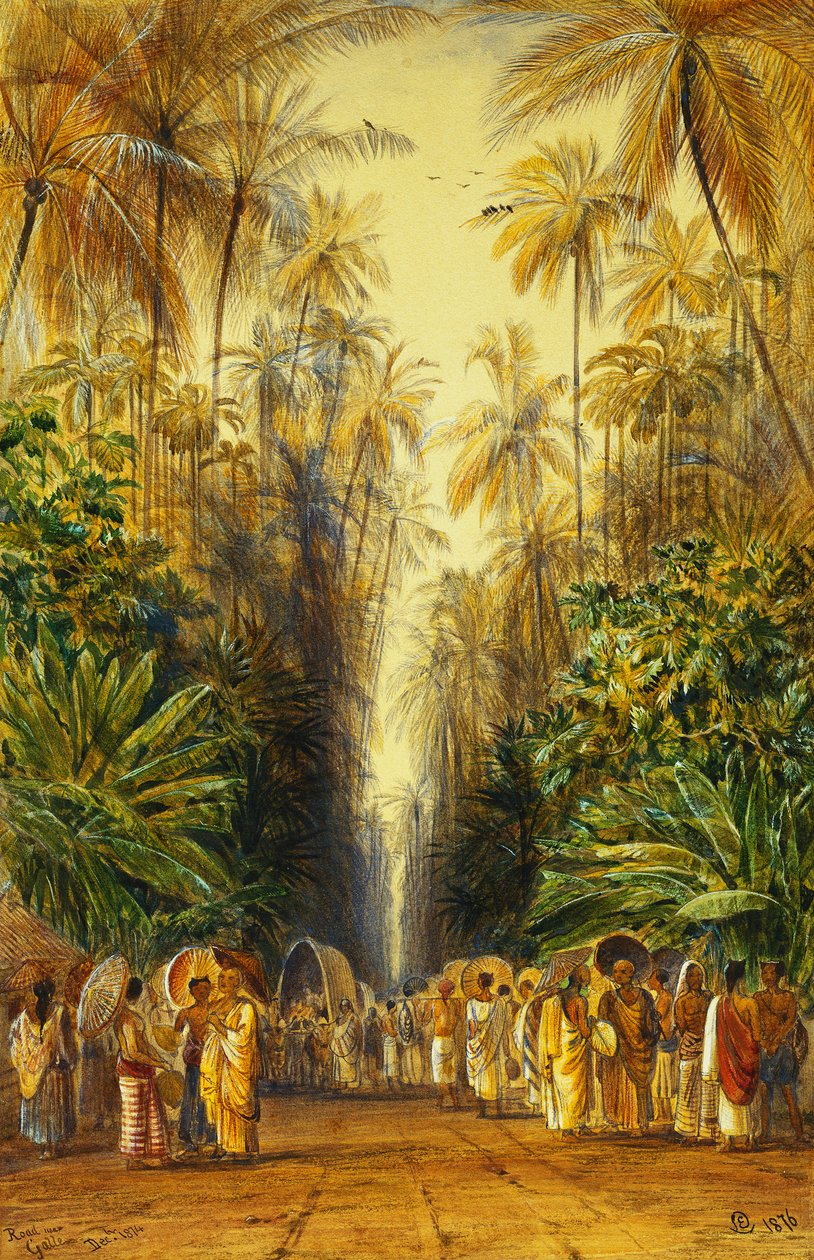 Figurer på en väg nära Galle, Ceylon, av Edward Lear