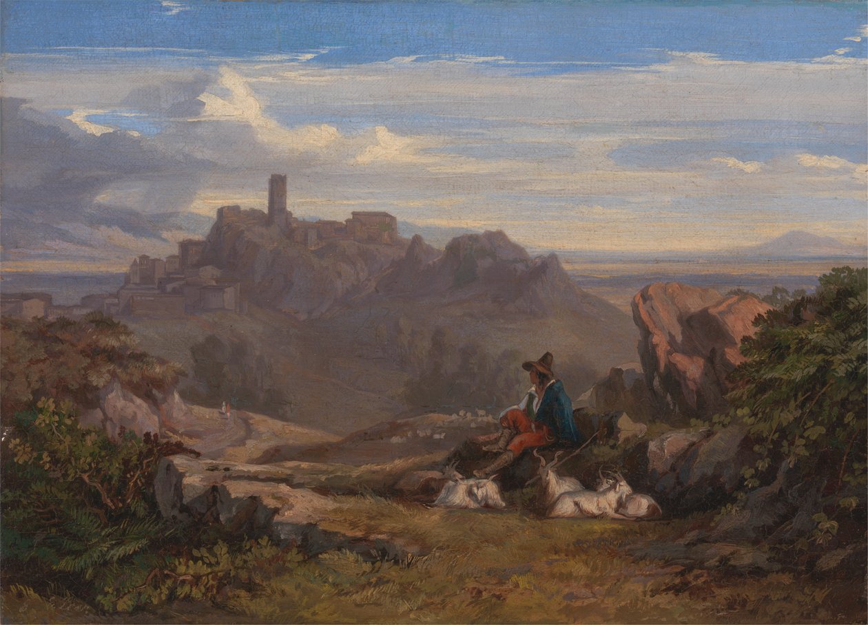 Landskap med getherde av Edward Lear