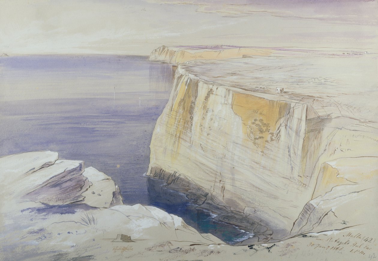 Malta, nära St. Angelo Hal Far av Edward Lear