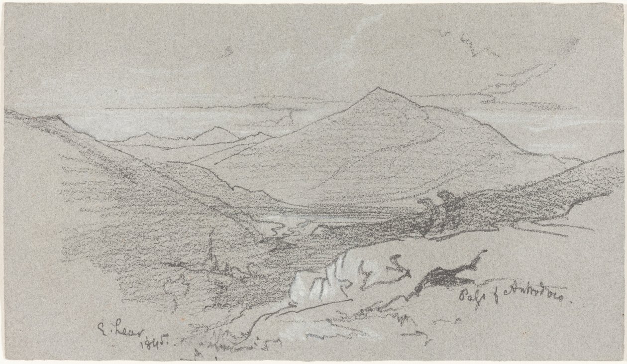 Bergig utsikt från Antrodoco av Edward Lear