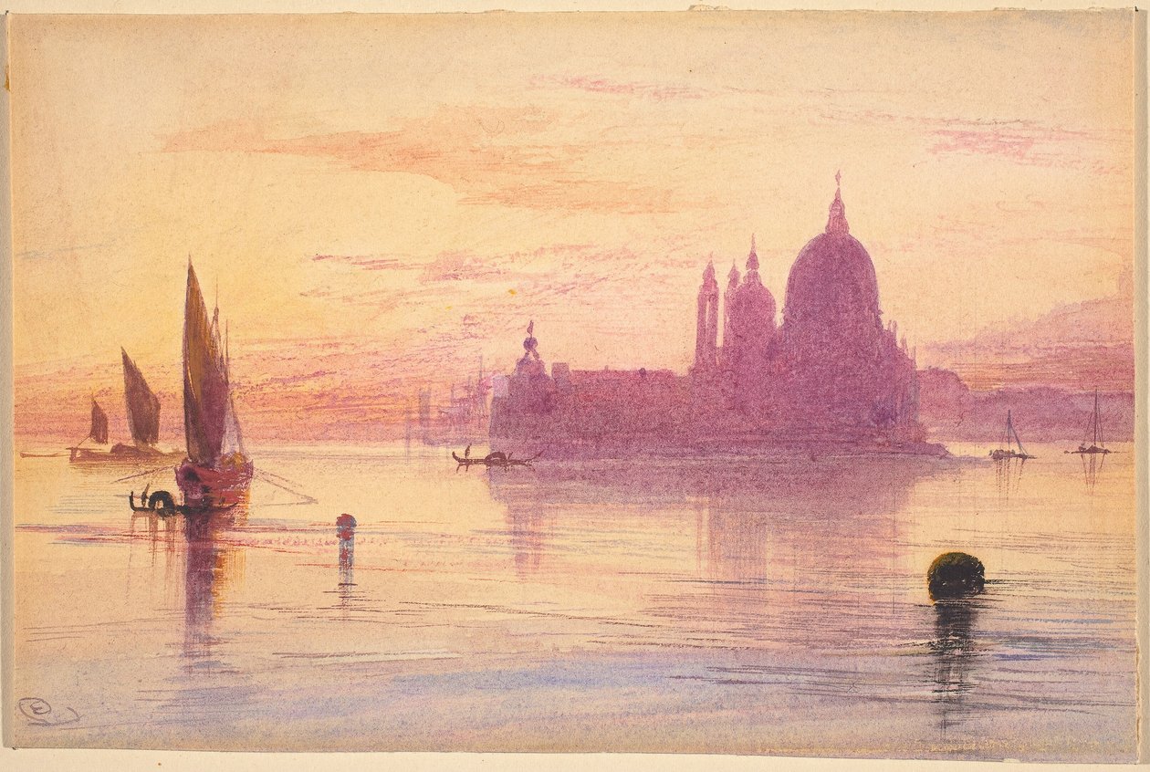 Santa Maria della Salute, Venedig, vid solnedgången av Edward Lear
