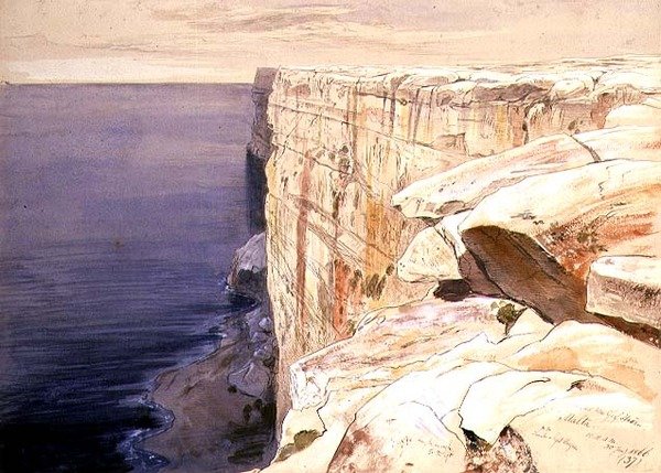 The Rocks nära Garf Hasan, Malta av Edward Lear