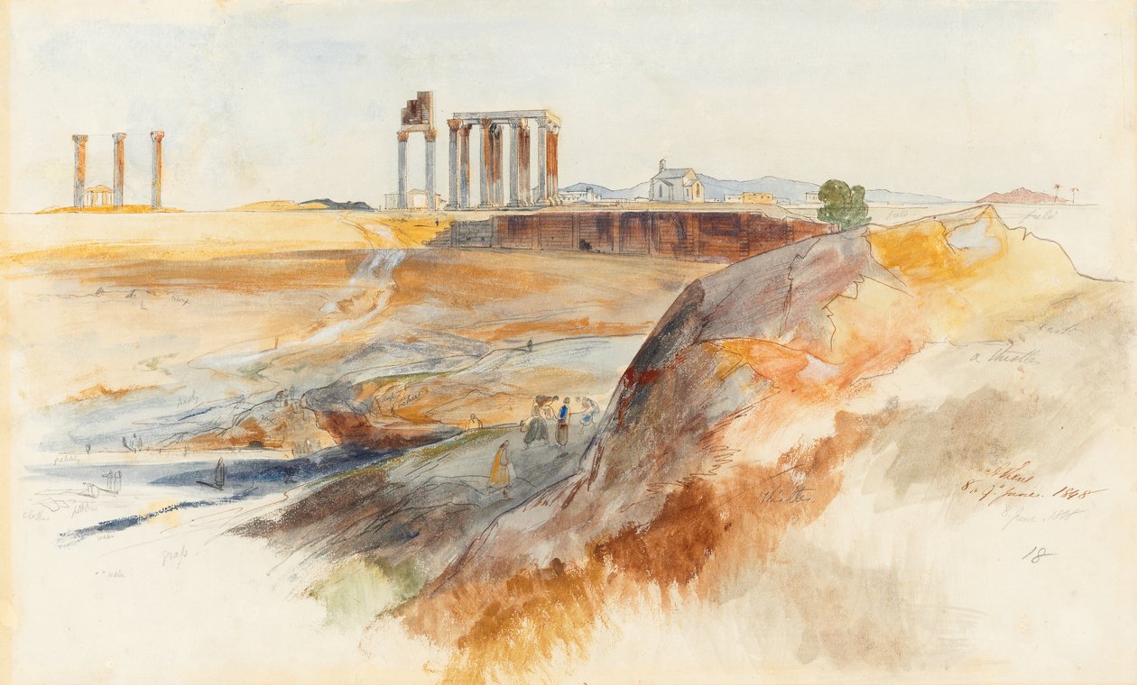 Templet för den olympiske Zeus, Aten av Edward Lear
