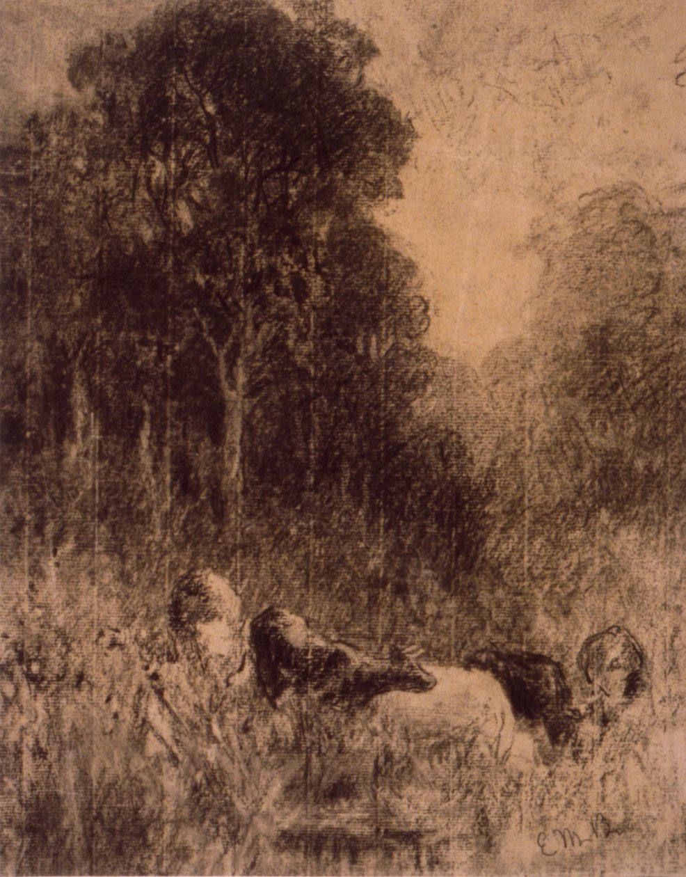 Landskap med kor i förgrunden av Edward Mitchell Bannister