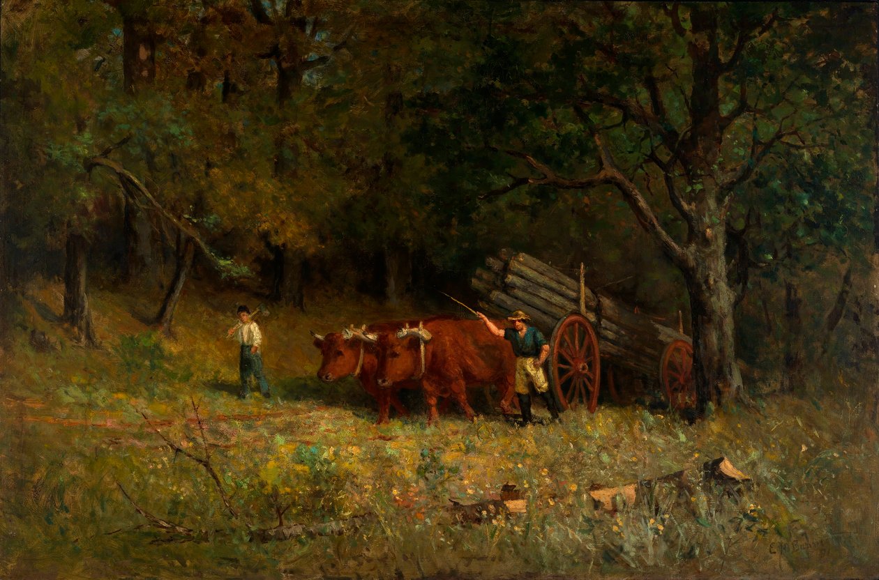 Utan titel (pojke och man med oxar) av Edward Mitchell Bannister
