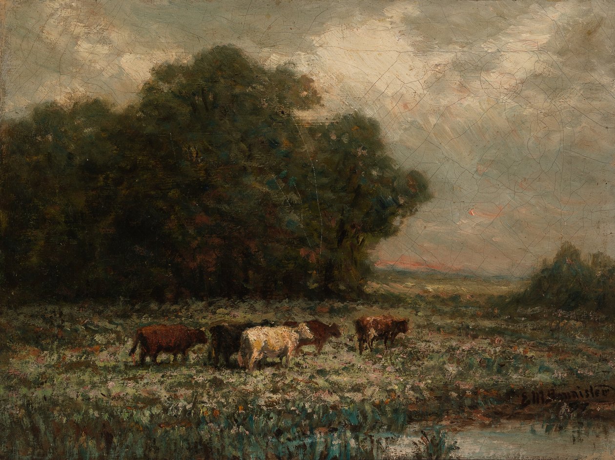 Utan titel (landskap med betande boskap) av Edward Mitchell Bannister