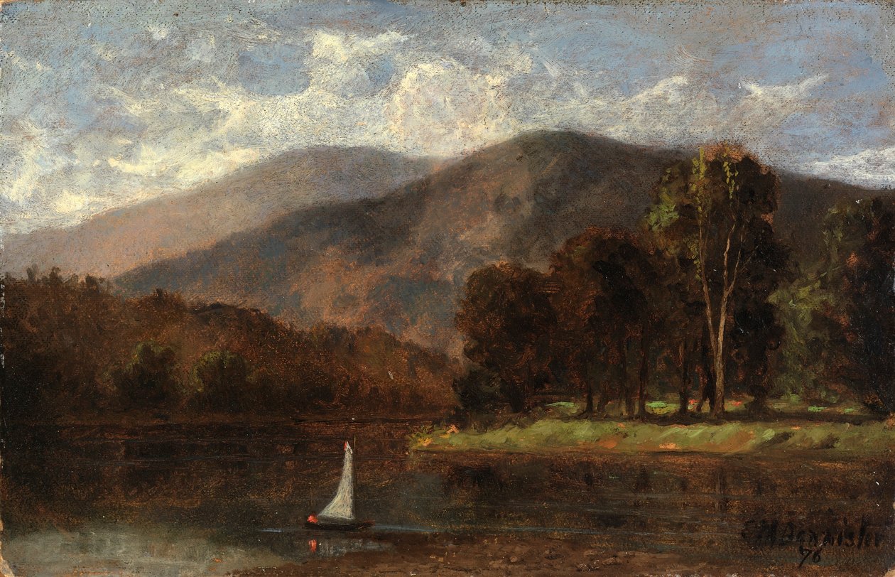 Utan titel (segelbåt i flod) av Edward Mitchell Bannister