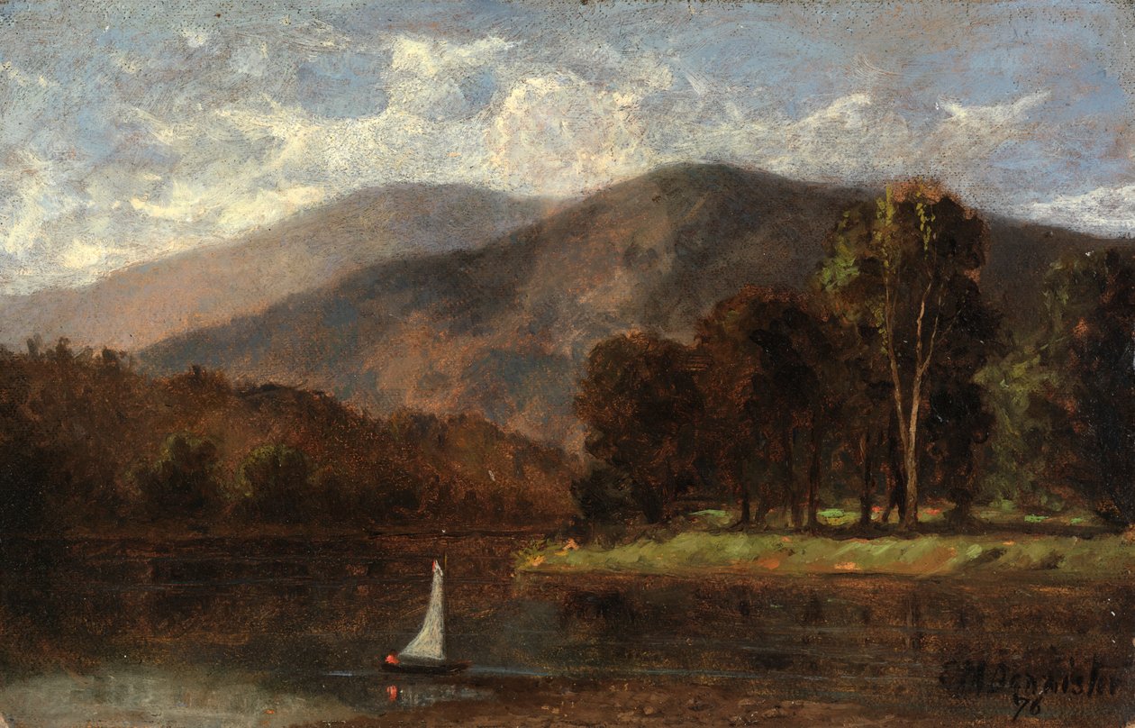 Namnlös segelbåt i floden, 1876. av Edward Mitchell Bannister
