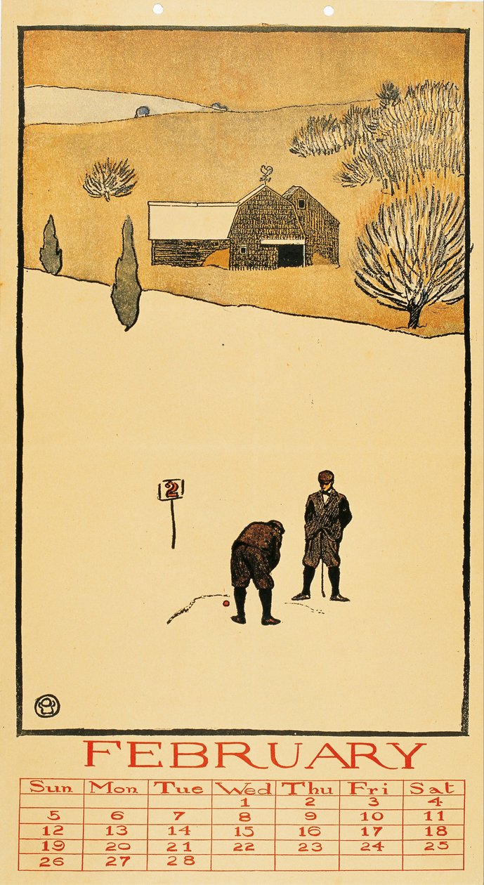 Golfkalender. februari av Edward Penfield
