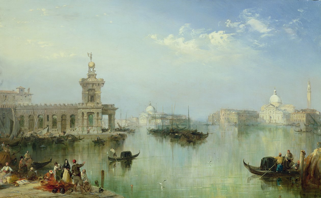 Venetian Lagoon (olja på panel) av Edward Pritchett