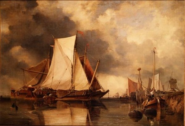 Fiskebåtar som går på grund i Scheldt av Edward William Cooke
