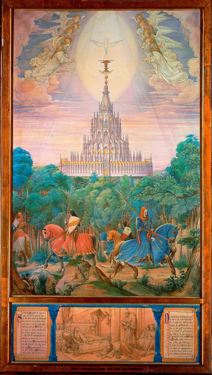 Den heliga graalens tempel (akvarell) av Edward von Steinle