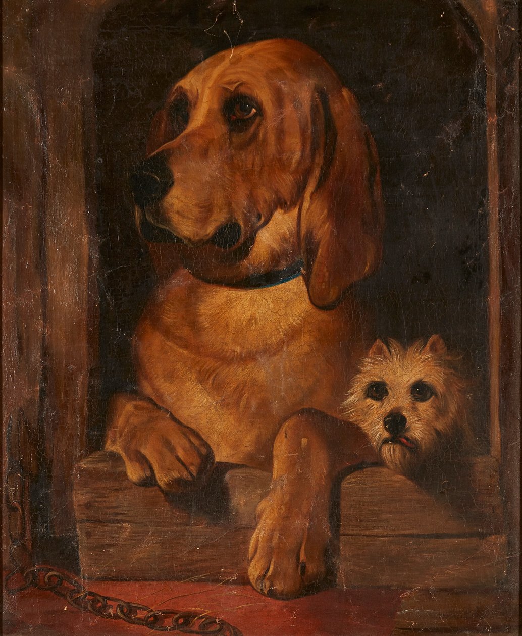 Värdighet och fräckhet (olja på duk) av Edwin (after) Landseer