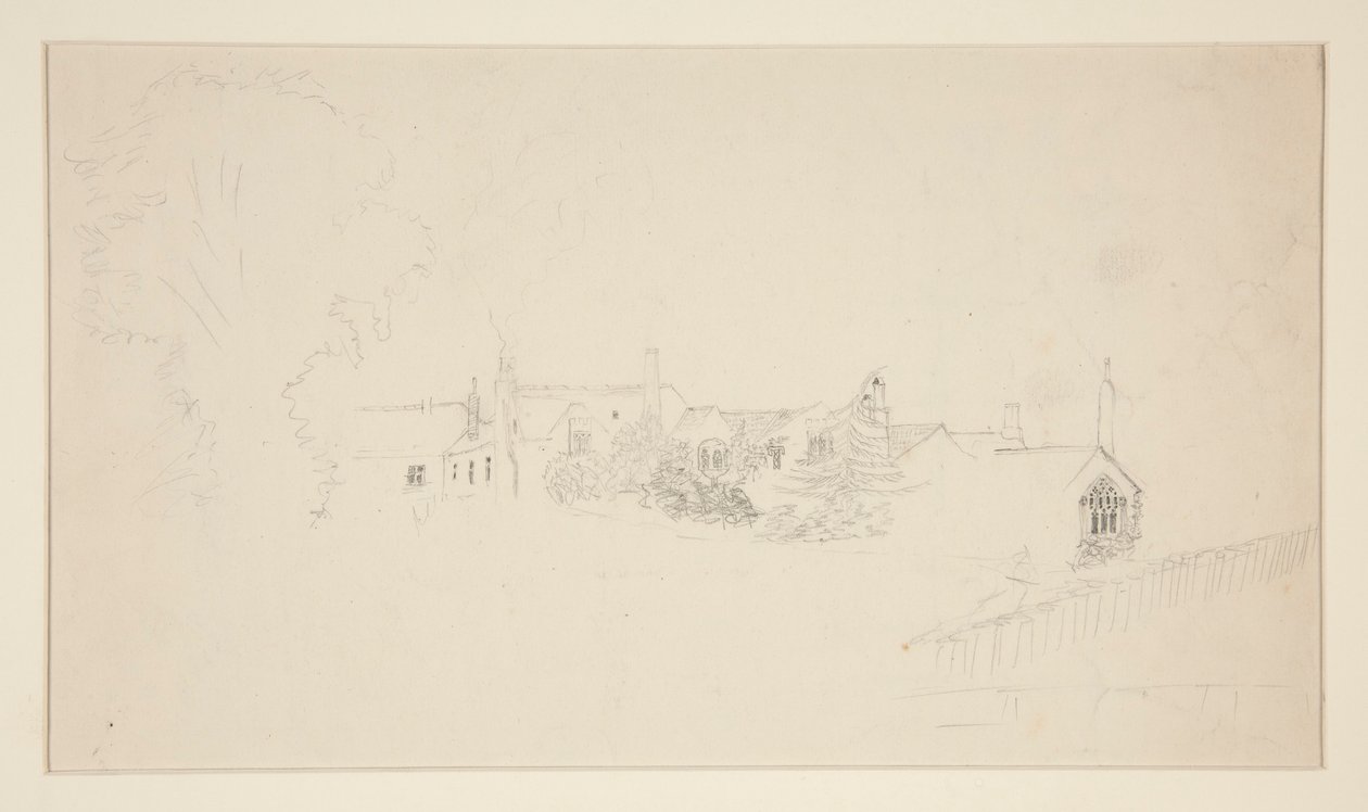 Arkitektstudie (recto); Prydnadsskisser (verso) av Edwin Austin Abbey