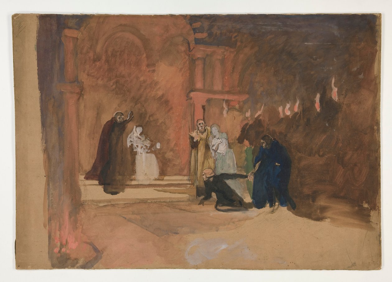 Figur scen. Liten by? av Edwin Austin Abbey