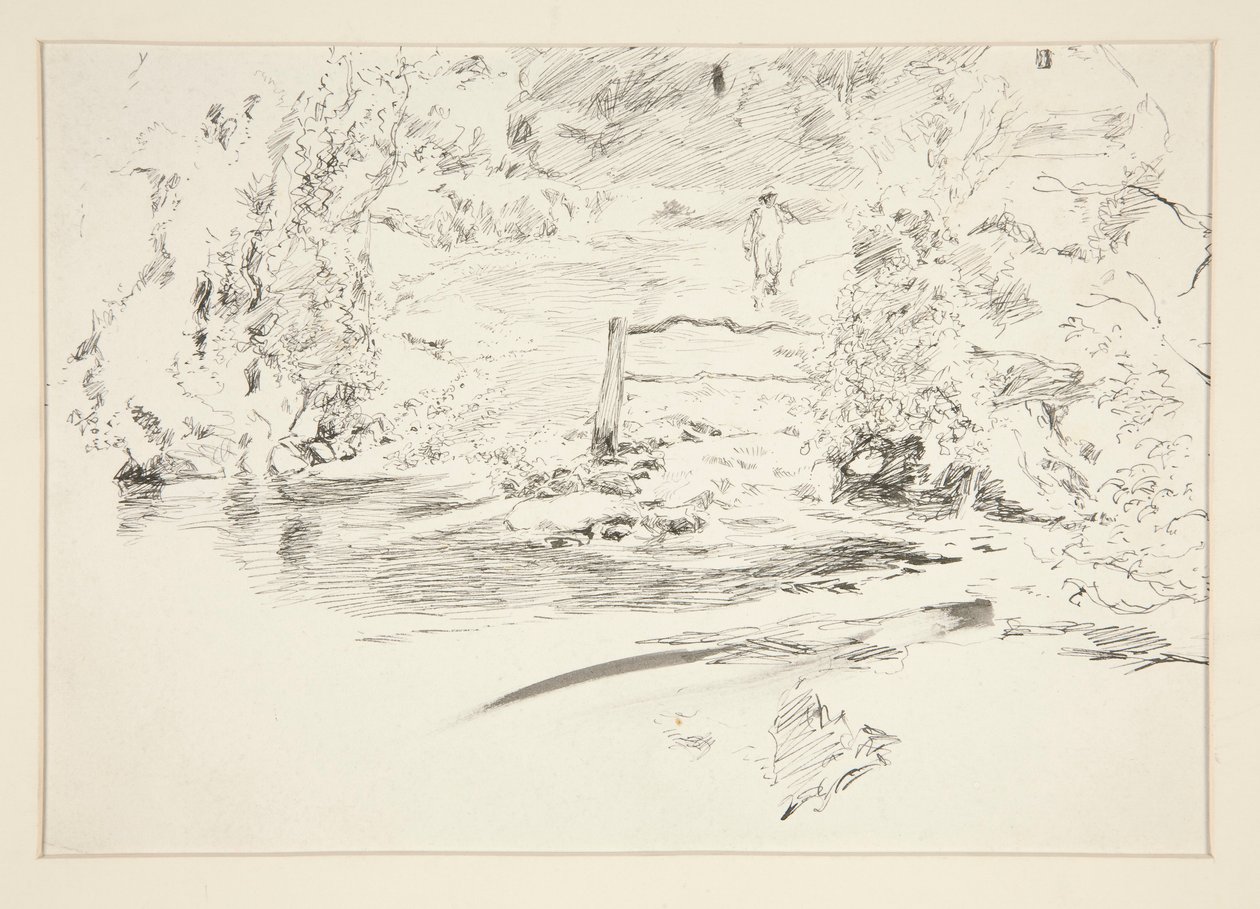 Landskap med figur av Edwin Austin Abbey
