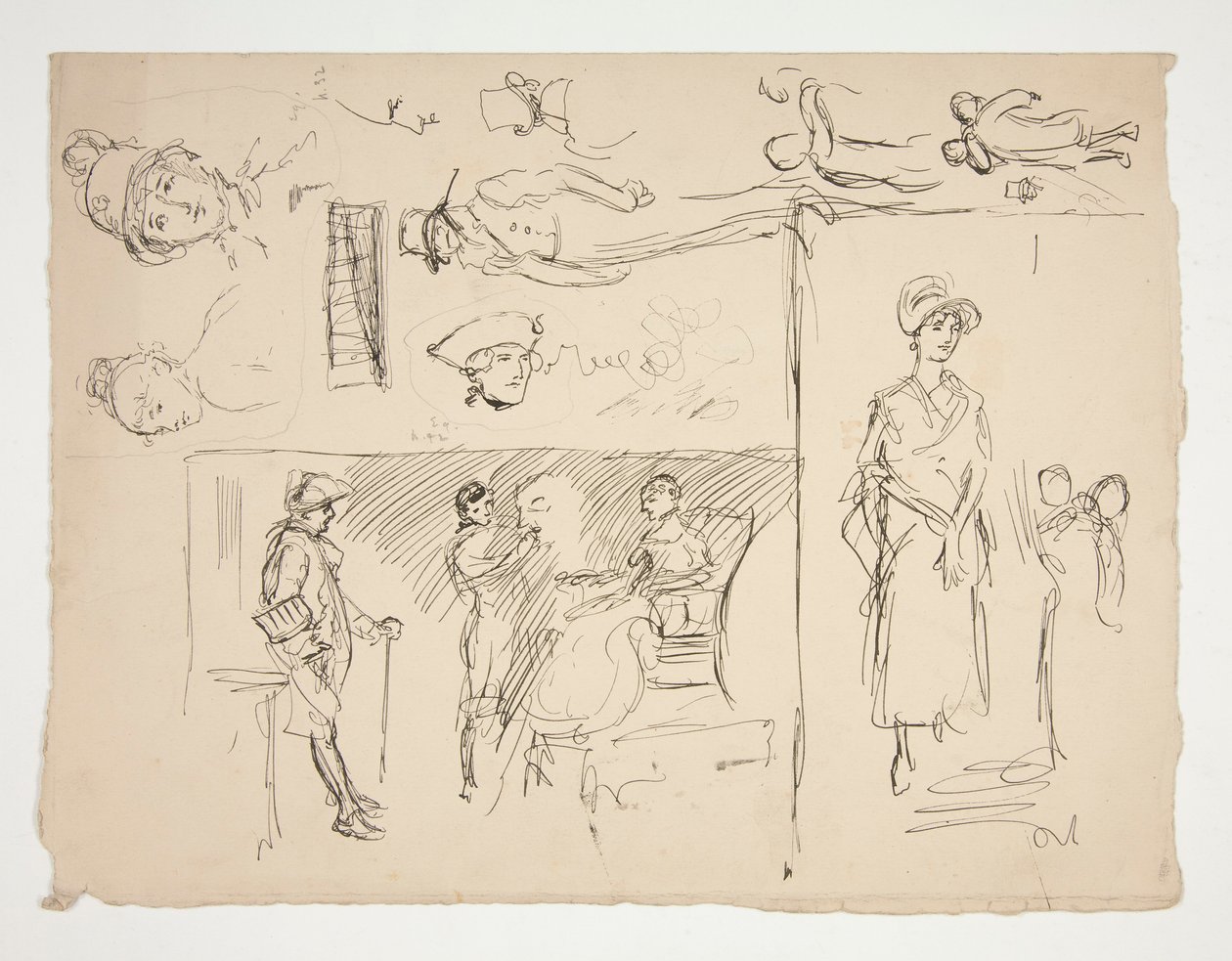 Ark med figurstudier av Edwin Austin Abbey