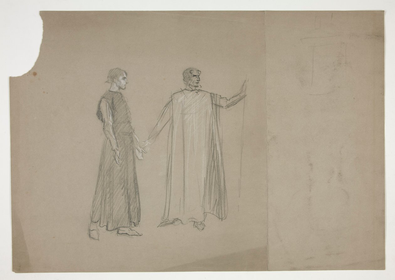 Två siffror: tidig studie för av Edwin Austin Abbey
