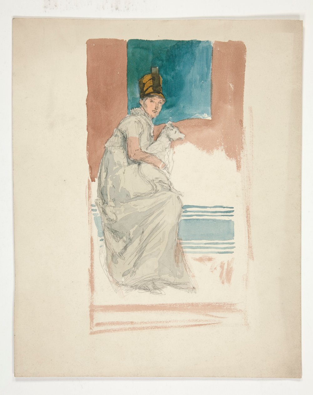 Kvinna som håller en knähund av Edwin Austin Abbey