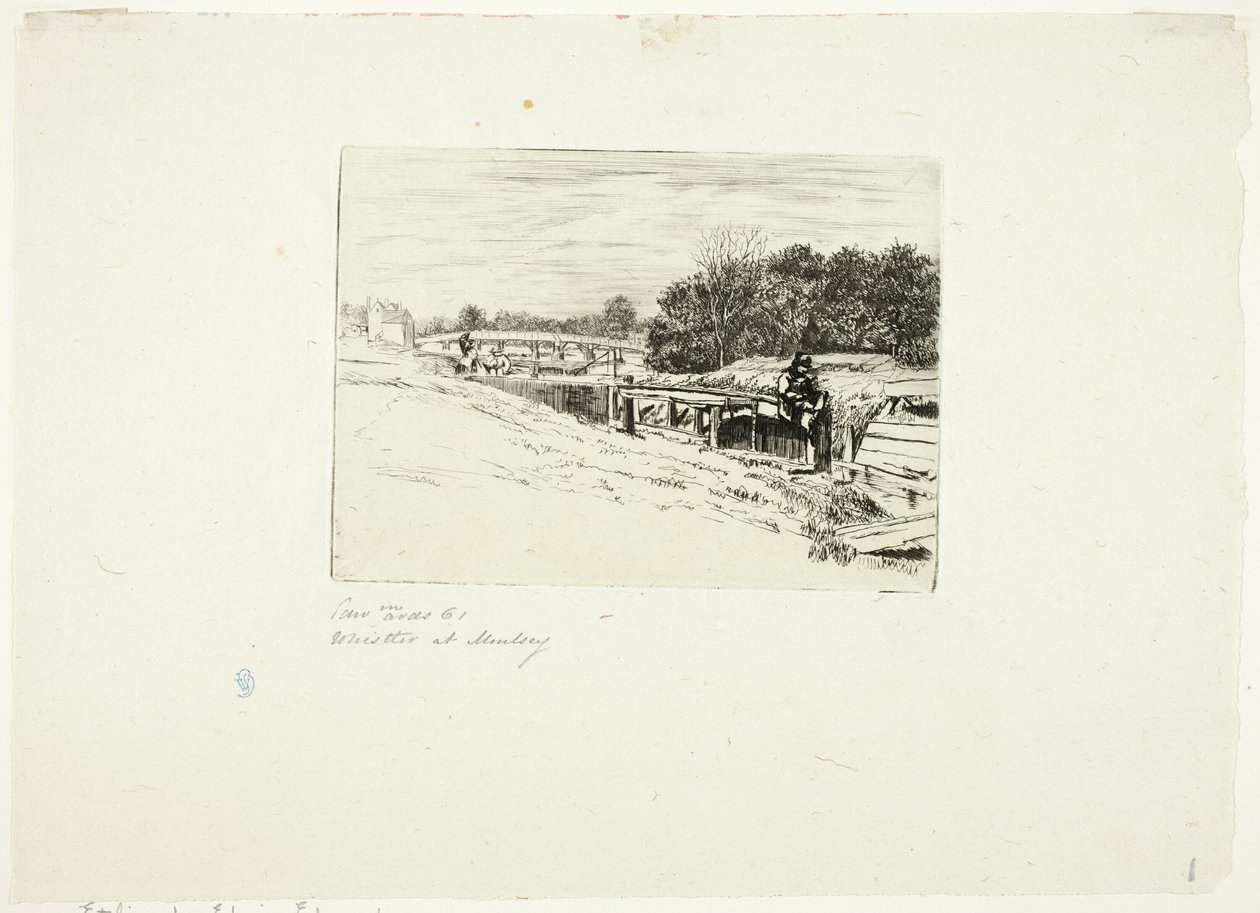Whistler skissar vid Moulsey Lock av Edwin Edwards