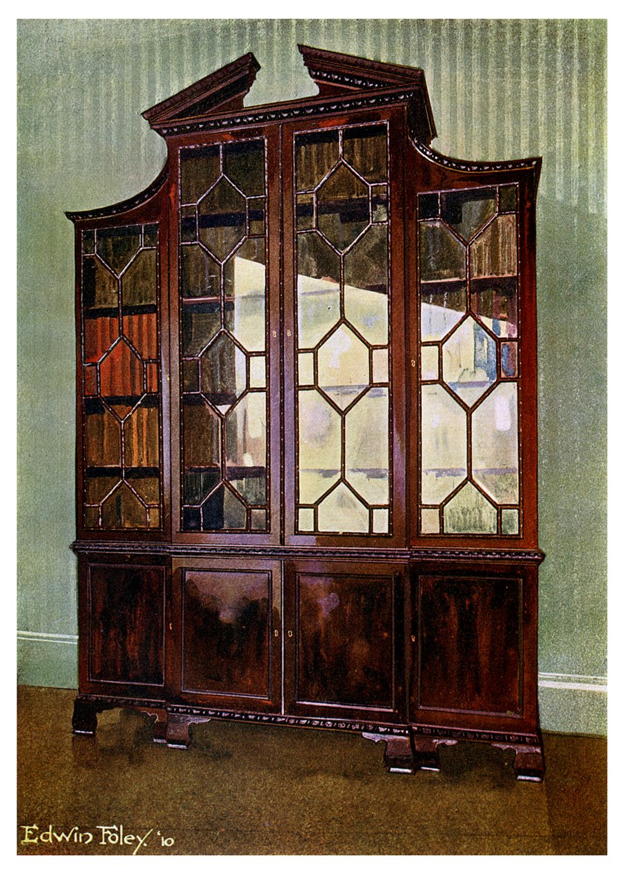 Snidade Chippendale biblioteksbokhylla, 1911-1912. av Edwin Foley