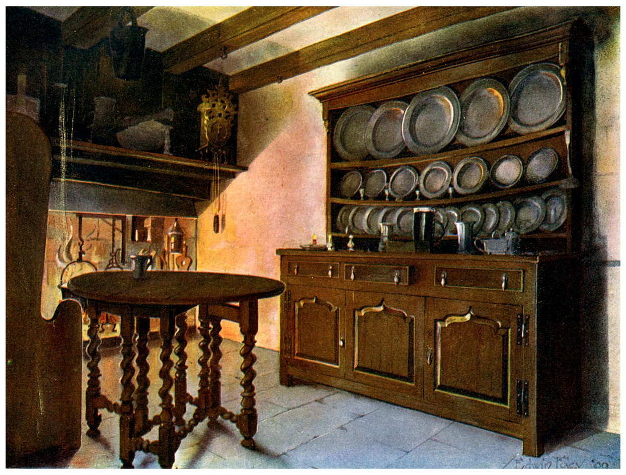 Welsh kommod i ek, 1910. av Edwin Foley
