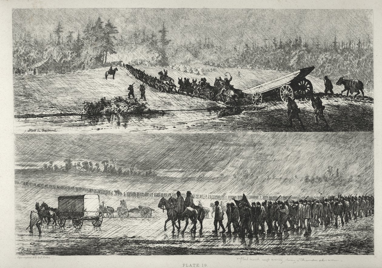 Marching in the Rain av Edwin Forbes