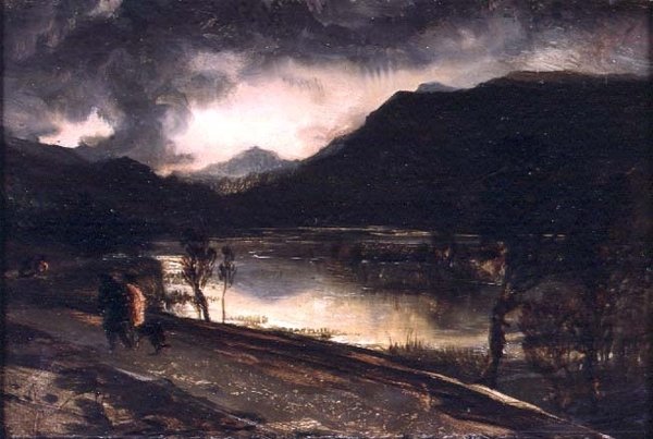 En sjöscen vid solnedgången av Edwin Landseer