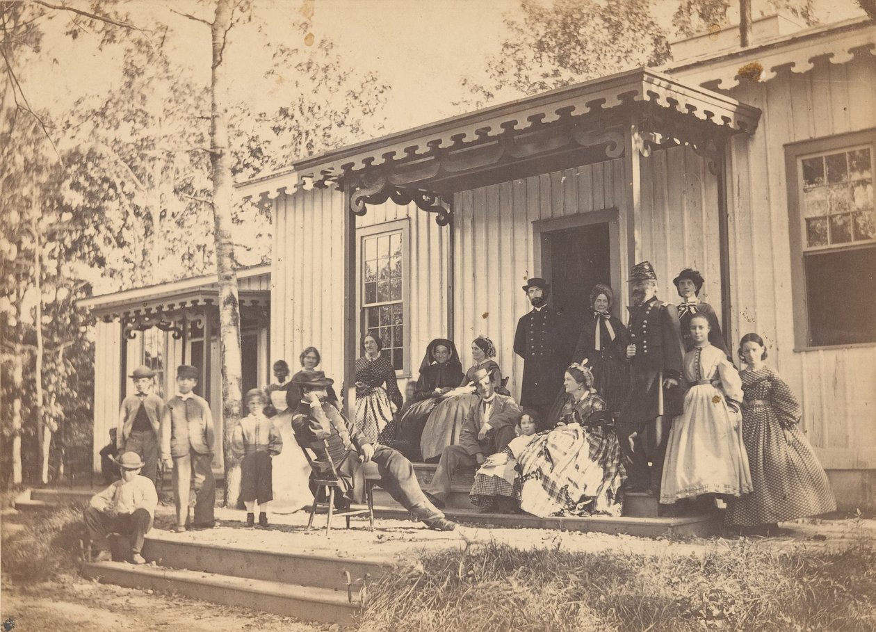 Grupp på veranda, 1860-talet. av Egbert Guy Fowx
