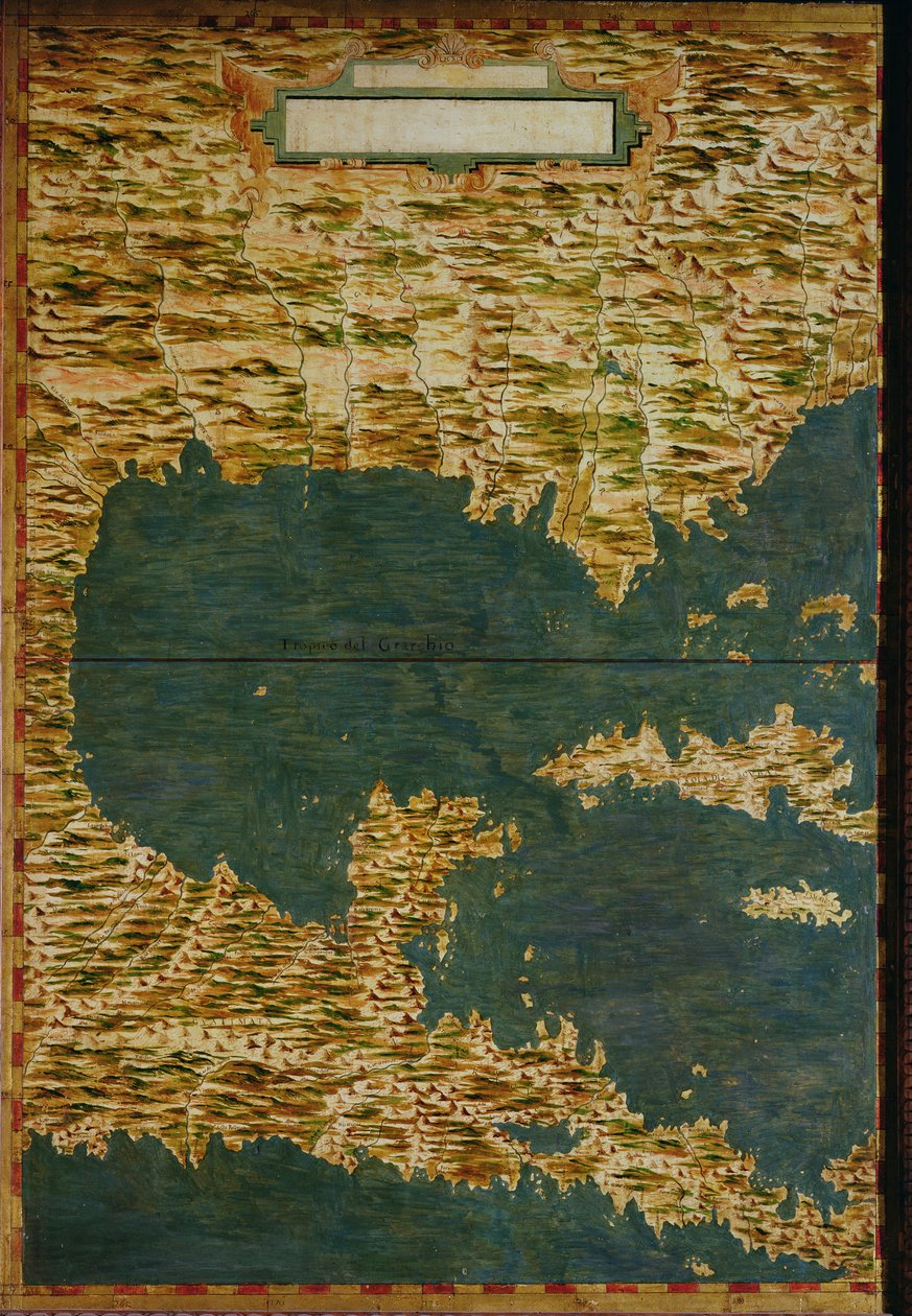Karta över Mexiko och Centralamerika, från "Sala dell Carte Geografiche" (Hall of Geographical Maps) c.1570 av Ignazio Danti
