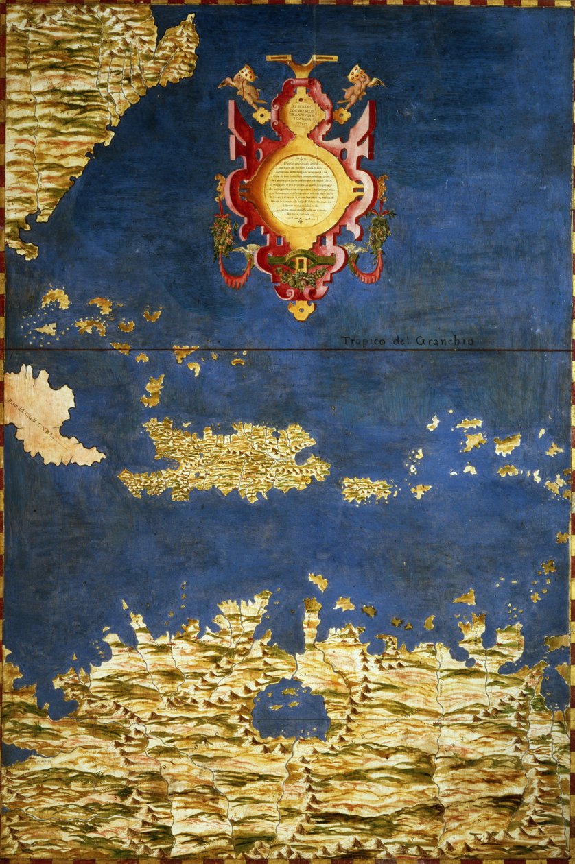 Karta över Karibien och Venezuela, från "Sala delle Carte Geografiche" (Hall of Geographical Maps) c.1570 av Ignazio Danti