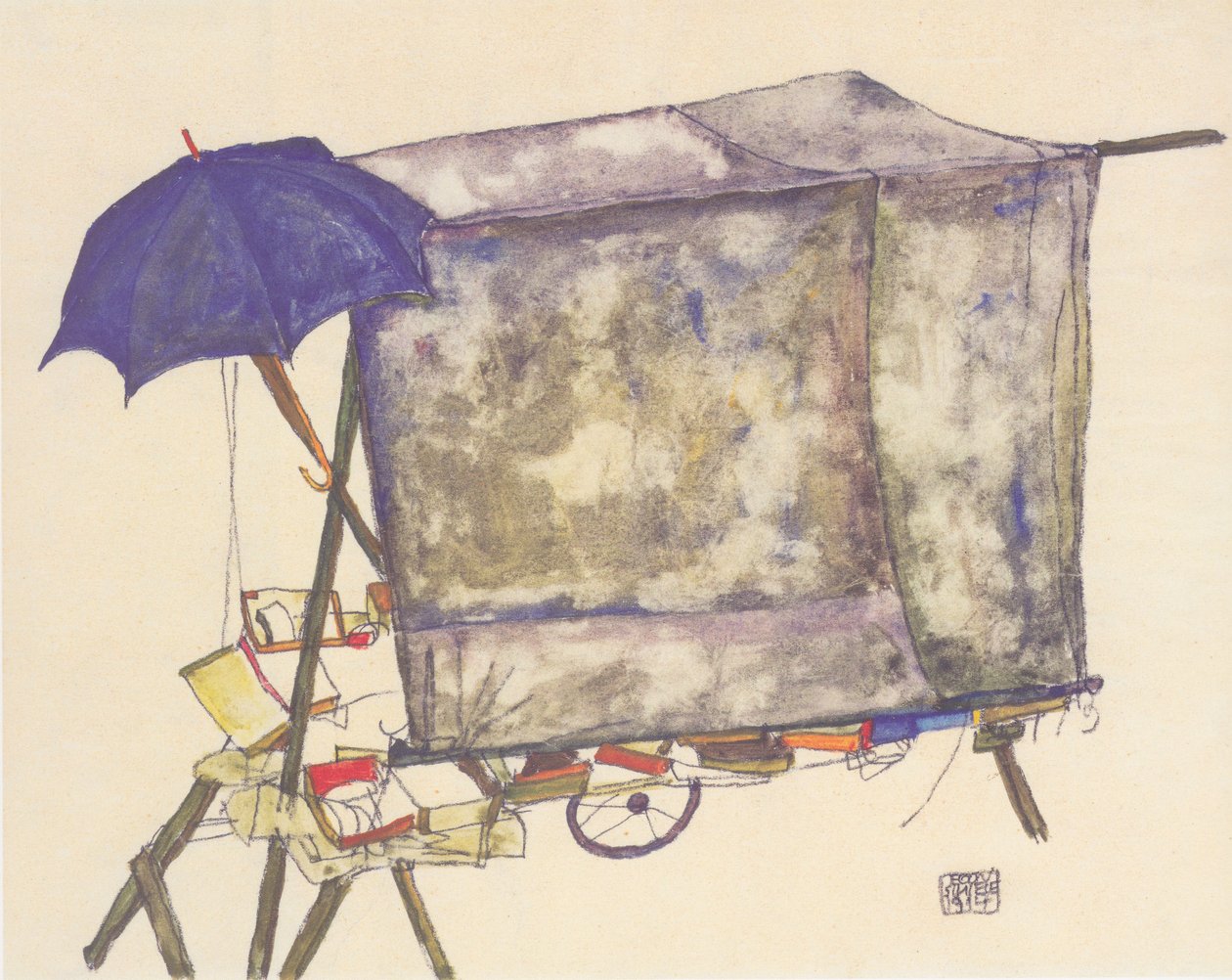  Marktstand   av Egon Schiele