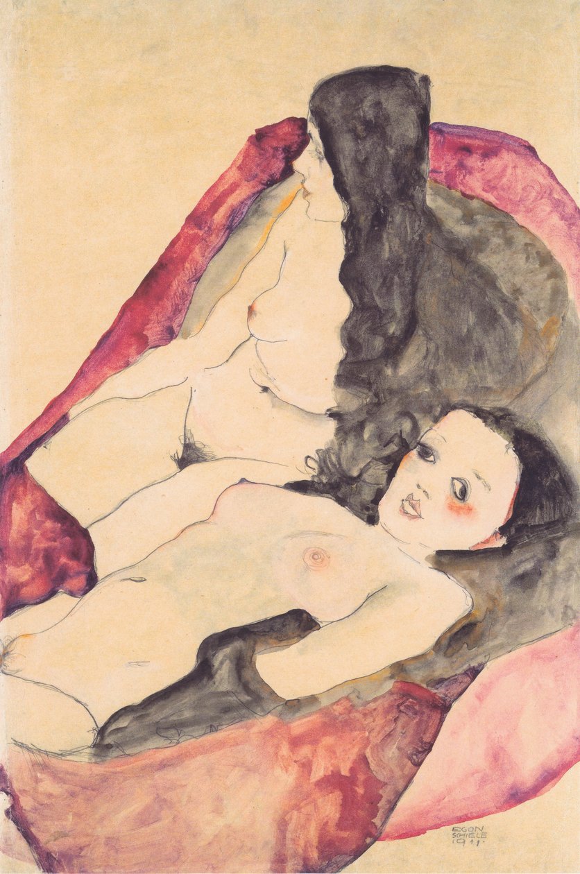  Zwei Madchenakten av Egon Schiele