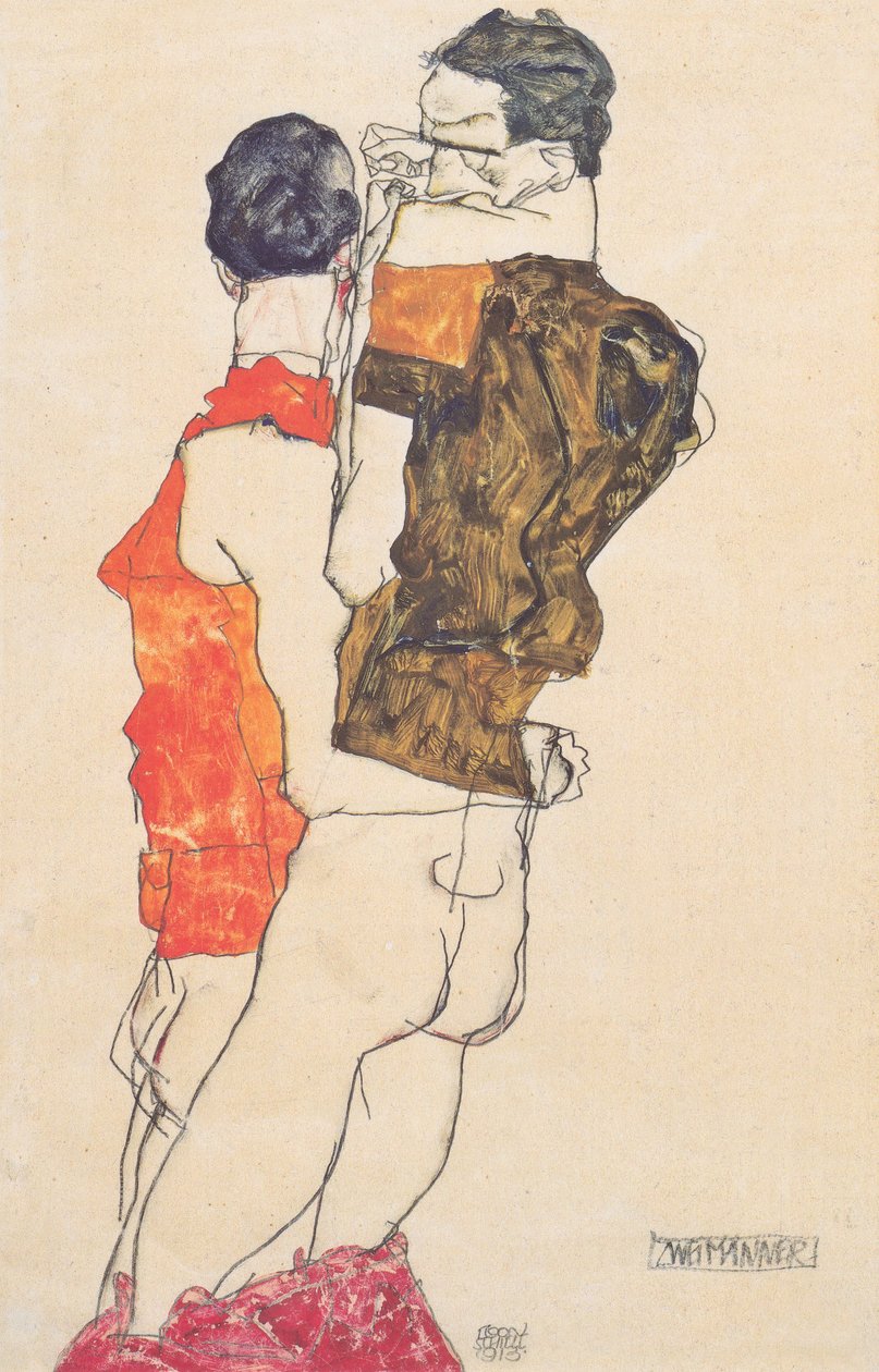  Zwei Manner av Egon Schiele