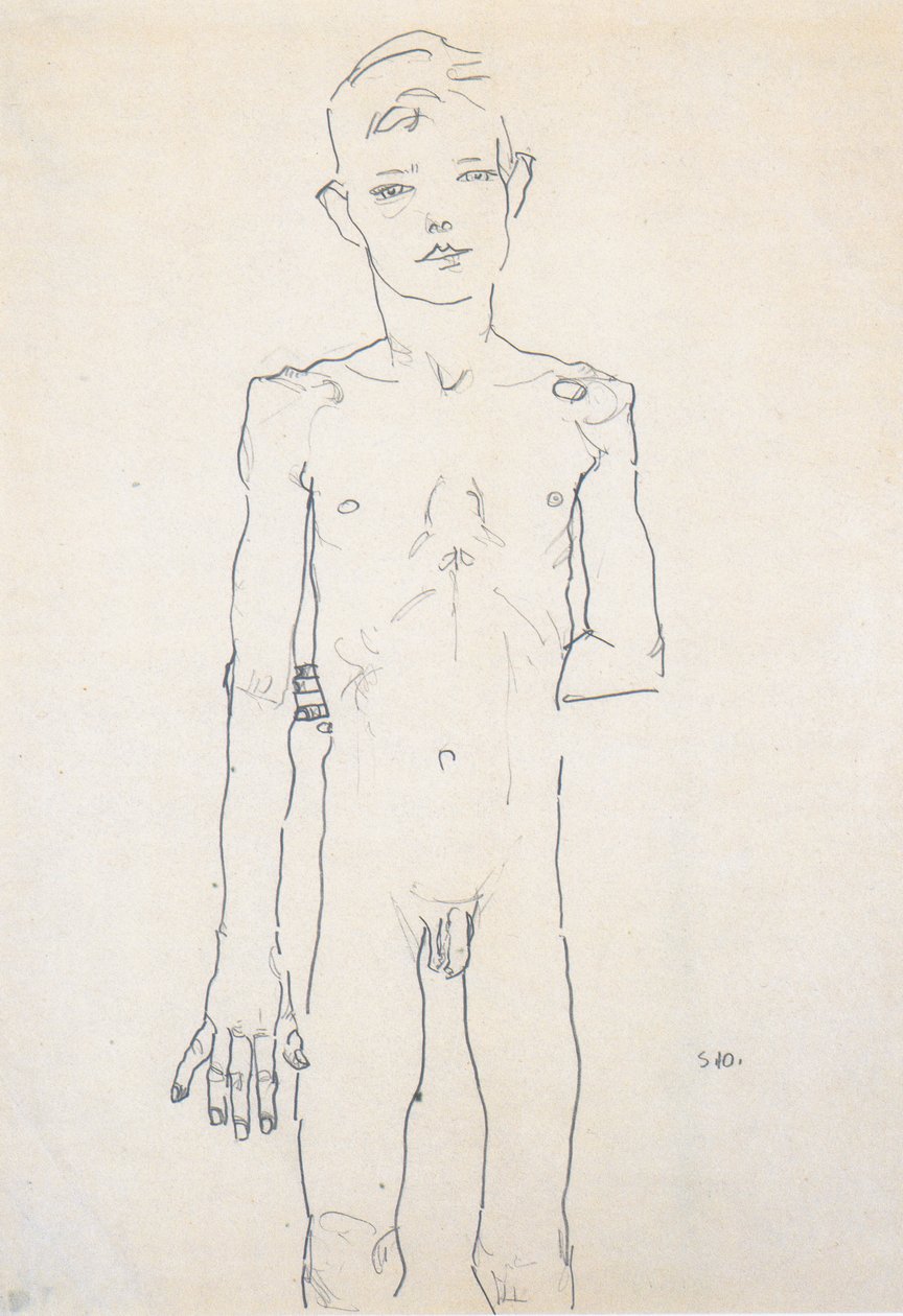 Handling av en stående pojke av Egon Schiele