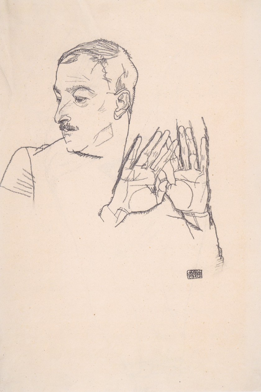 Porträtt av Arthur Roessler av Egon Schiele
