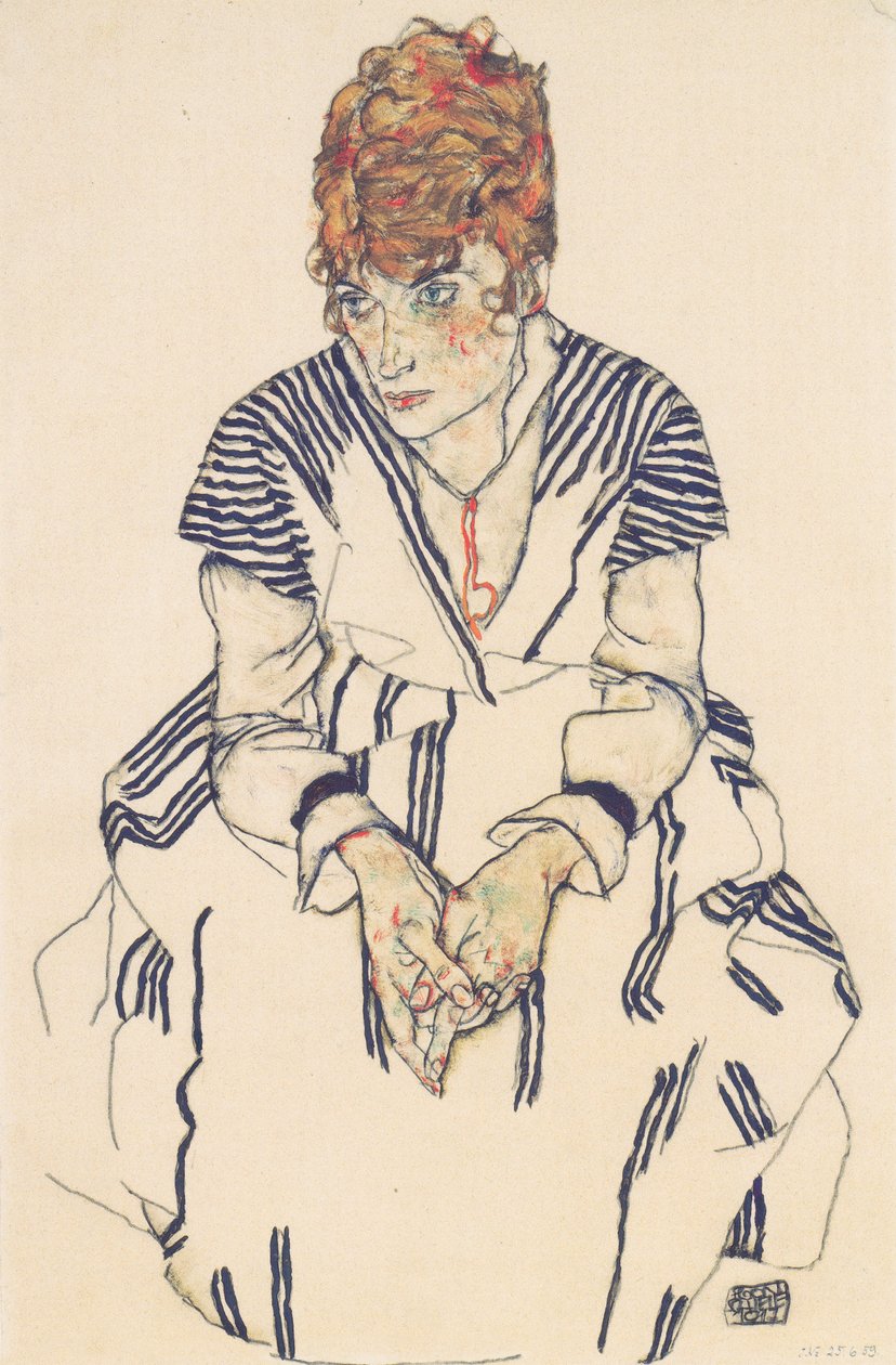 Porträtt av konstnärens svägerska, Adele Harms av Egon Schiele