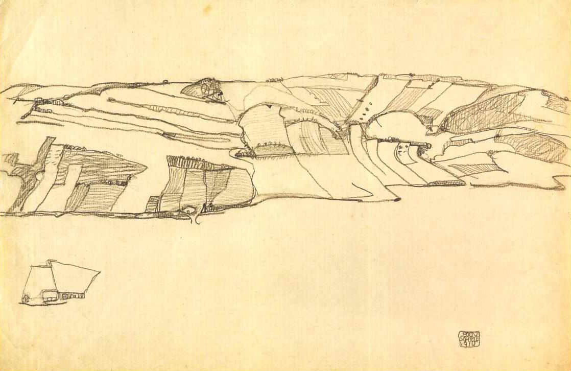 Fältlandskap av Egon Schiele