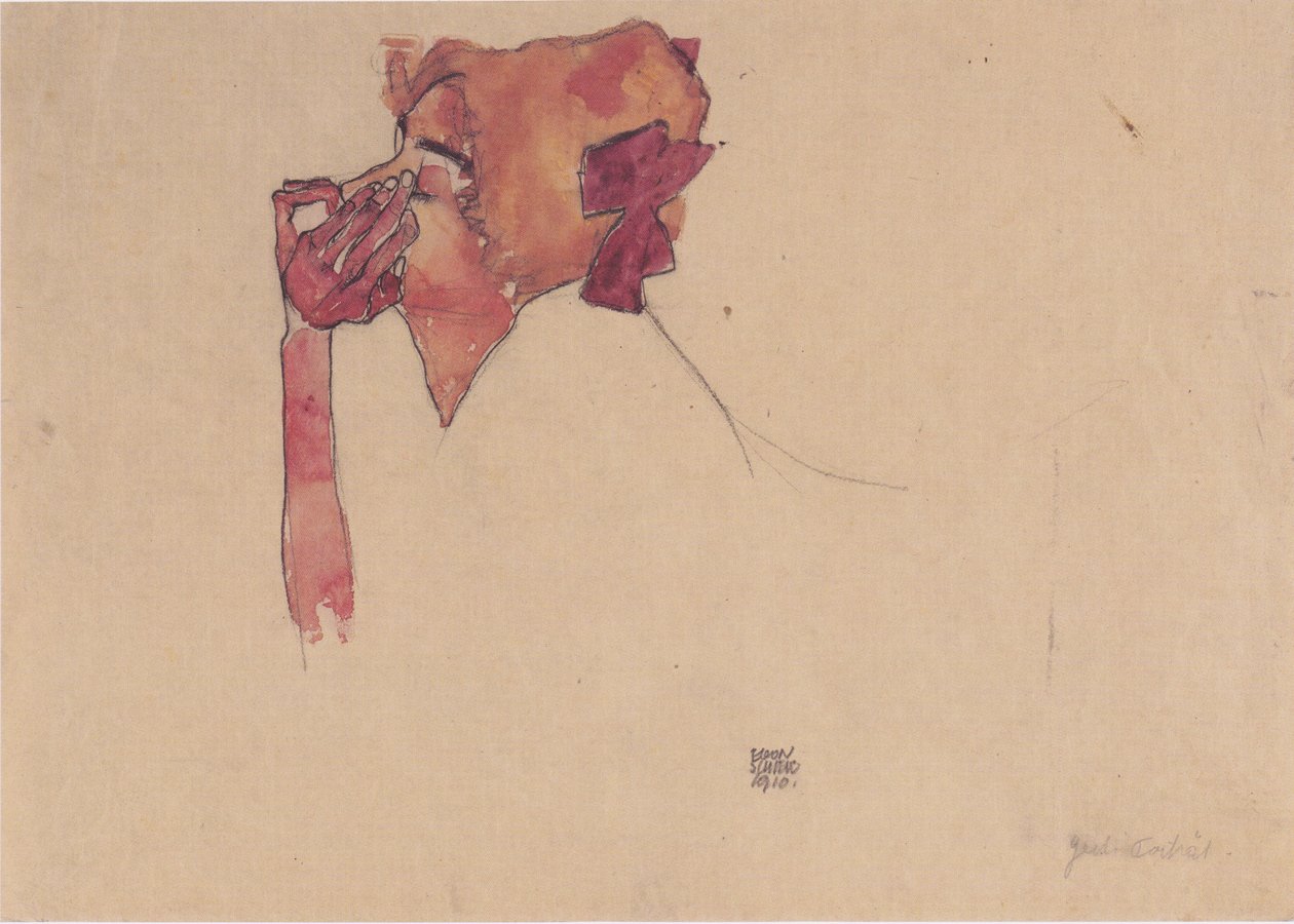 Gerti Schiele med en hårsöm av Egon Schiele