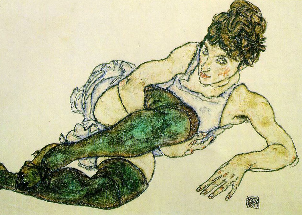 Green Stockings av Egon Schiele