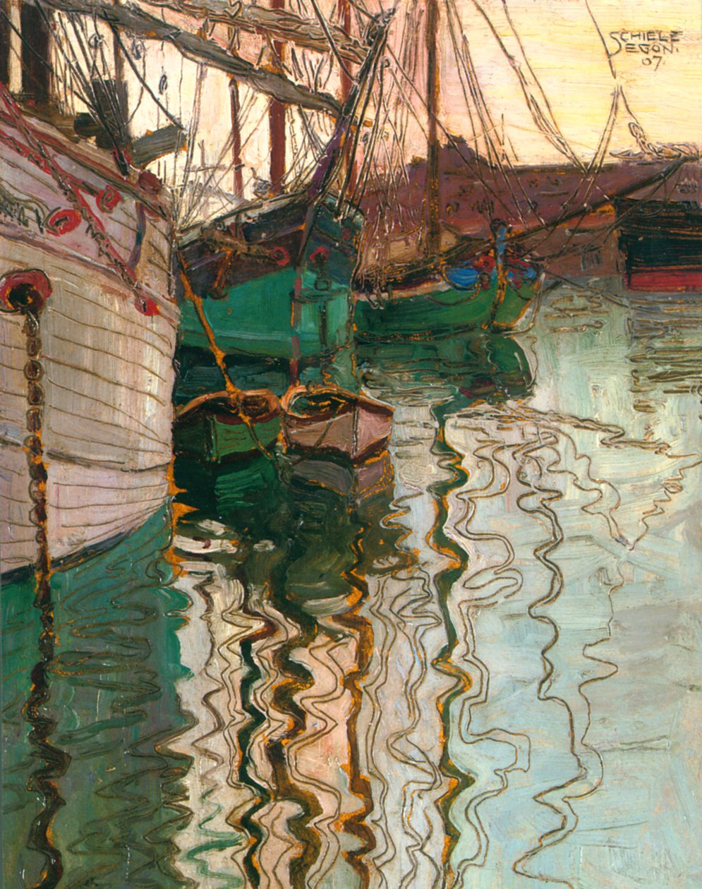 Trieste hamn av Egon Schiele