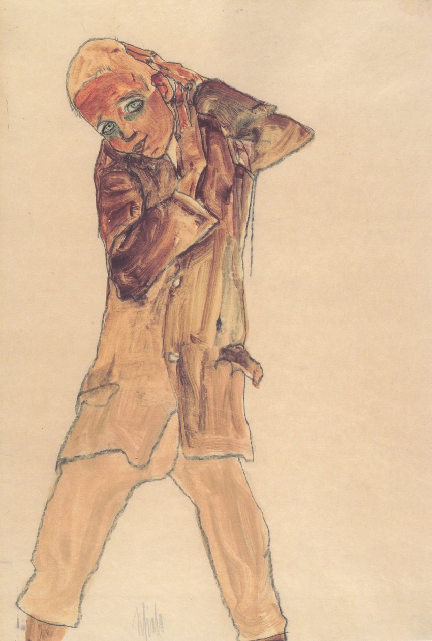 Pojke med lång kjol av Egon Schiele