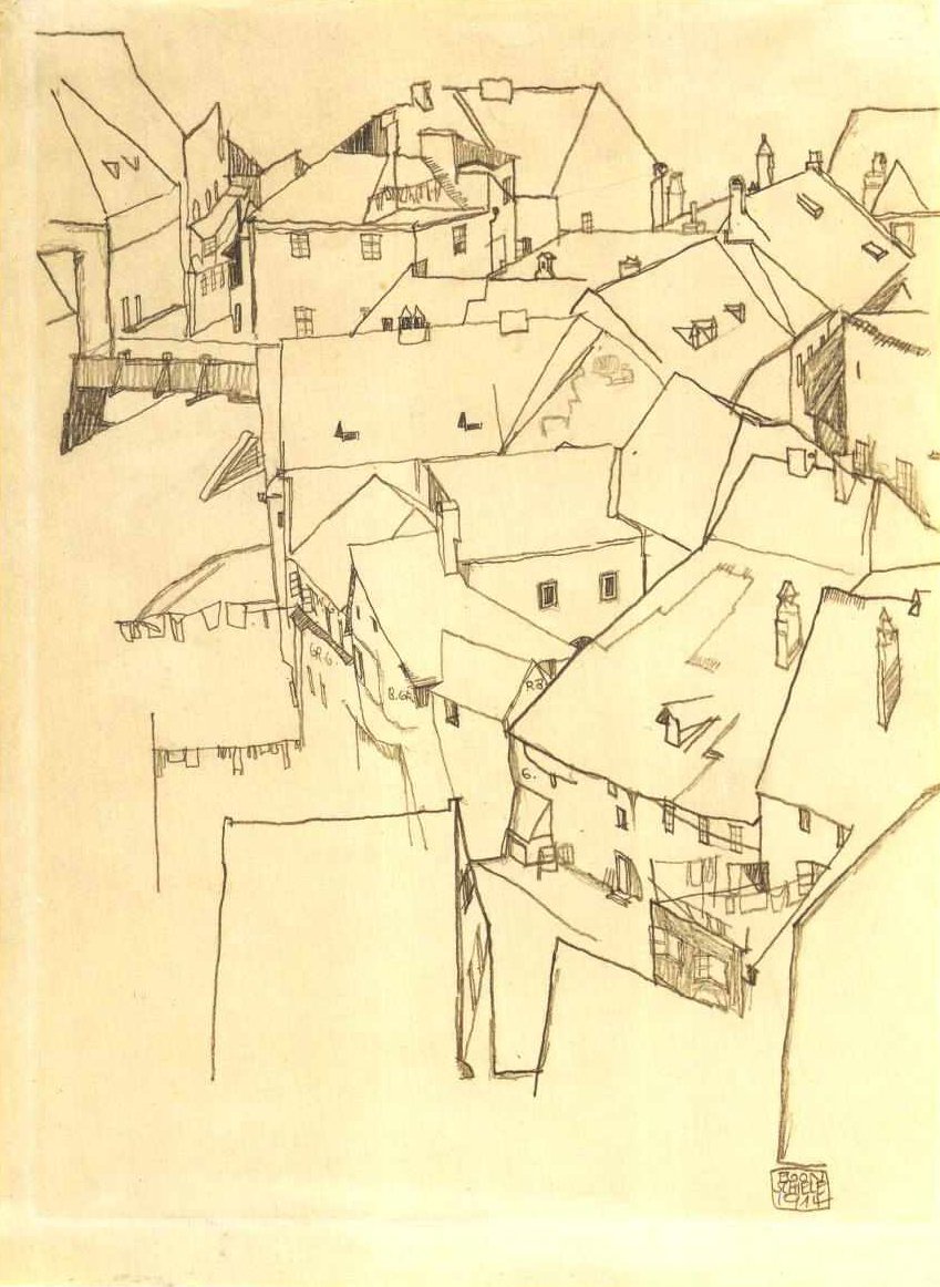 Krumauer Stadtviertel av Egon Schiele