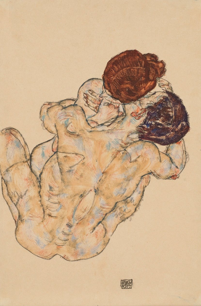 Mann und Frau, Umarmung av Egon Schiele