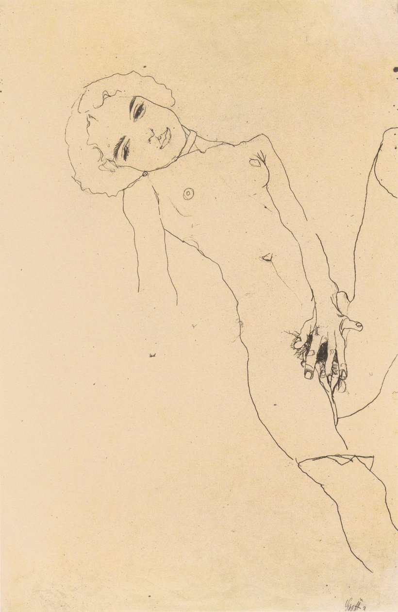 Flicka onanerar av Egon Schiele