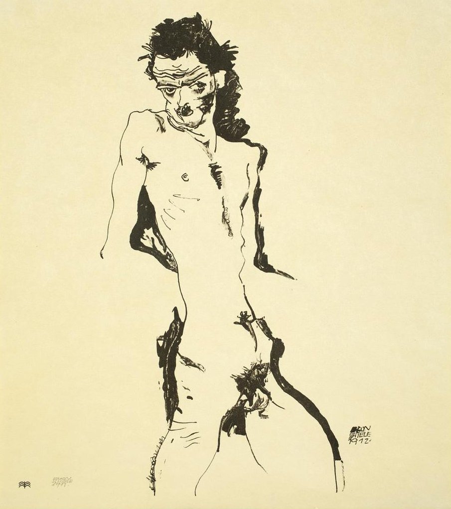 Männnlicher Akt (Selbstbildnis) av Egon Schiele