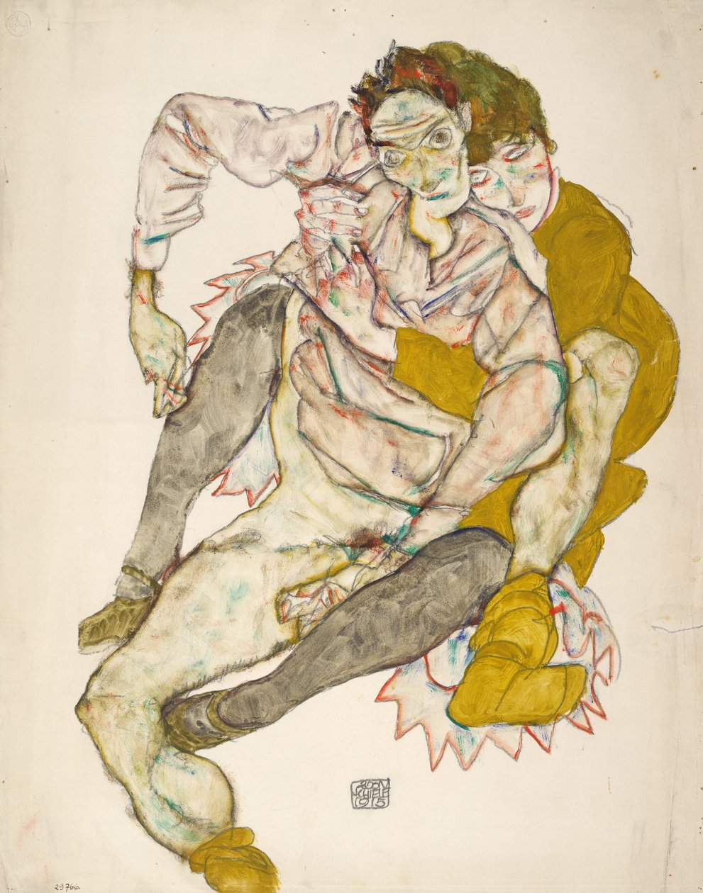 Sittande par, 1915 av Egon Schiele