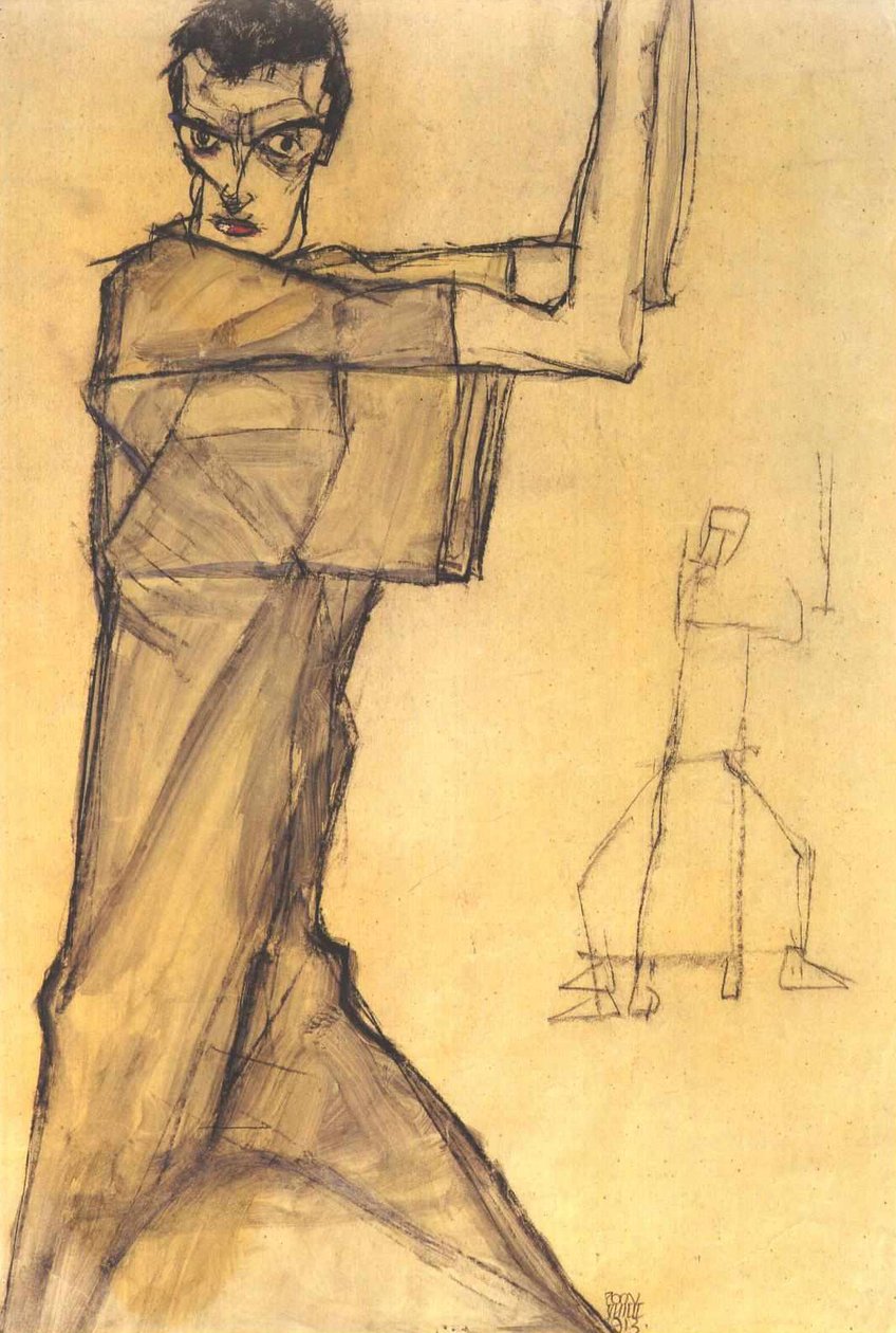 Selbstbildnis mit erhobenen Armen av Egon Schiele